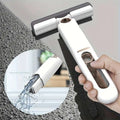 Portable self-squeezing mini mop with absorbent cotton head and white plastic metal squeegee with black rubber blade