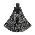 Black bandana-patterned portable one-shoulder strap big baby carrier with adjustable strap and mesh panel for ventilation