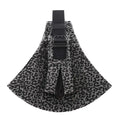 Black and gray leopard print fabric portable one-shoulder strap big baby carrier with adjustable black strap and buckle