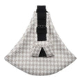 Portable one-shoulder strap big baby carrier in gray and white houndstooth with a black adjustable strap
