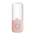 Pink portable usb automatic mini juicer with clear glass container and silver blade assembly for personal use