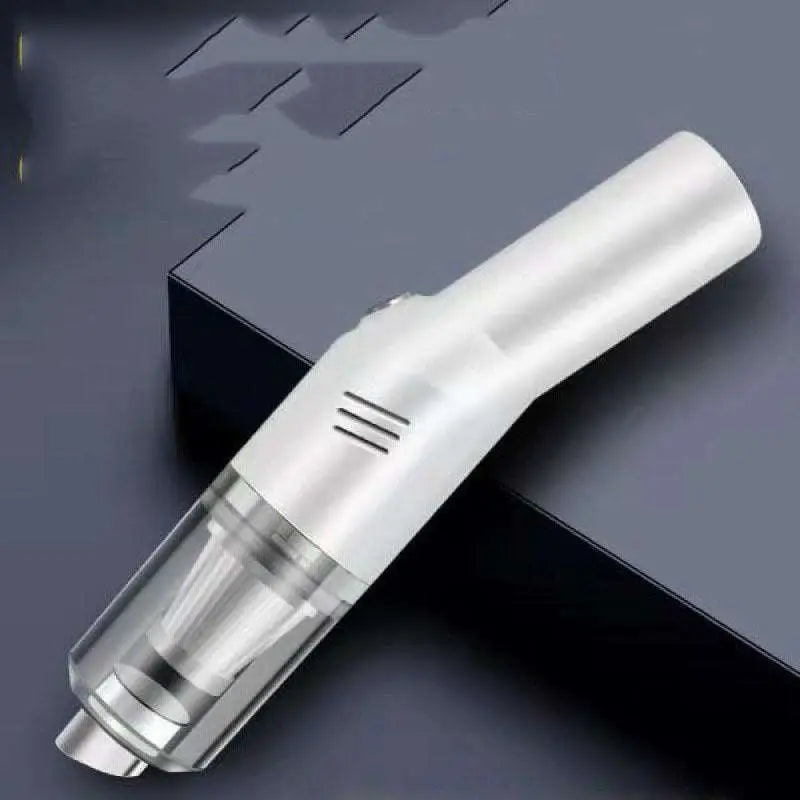 A sleek portable wet dry handheld vacuum cleaner with a white transparent dust collection chamber for dry car use