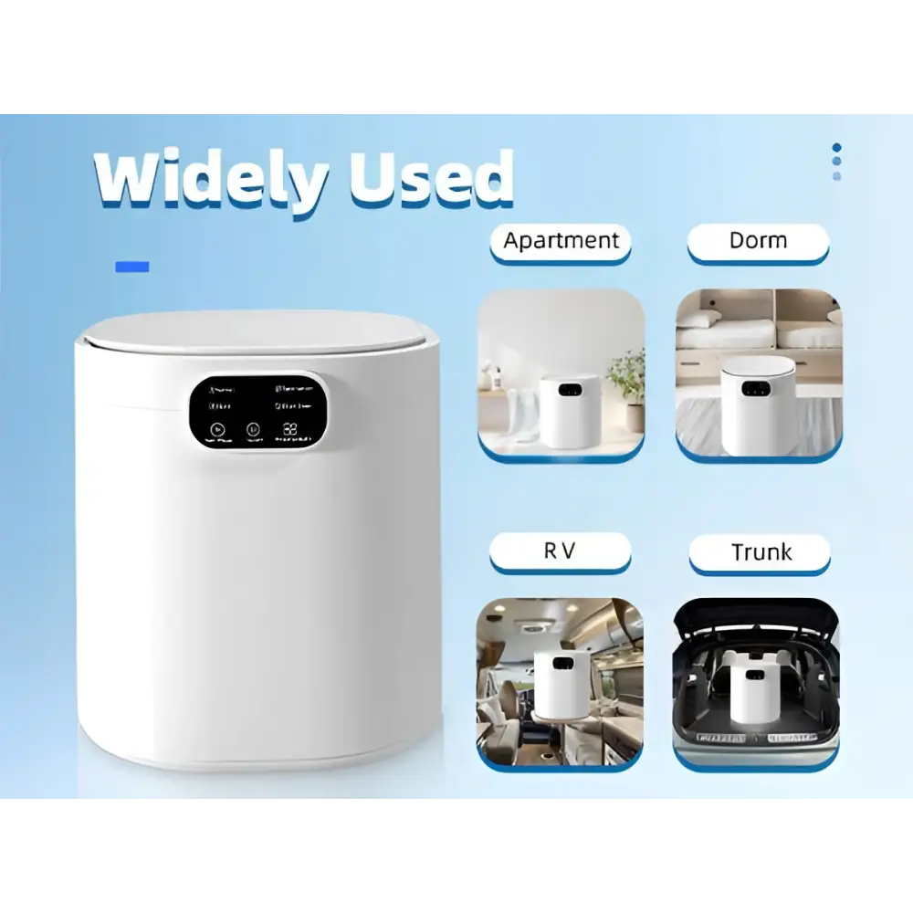 Portable white mini underwear washing machine with sleek cylindrical design and digital control panel for efficient mini underwear cleaning