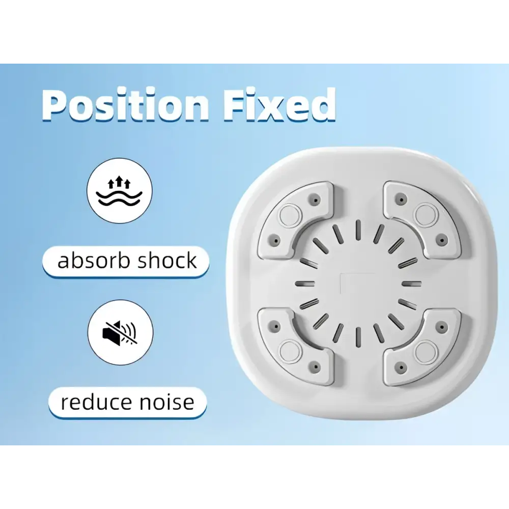 Portable white mini underwear washing machine shock absorber with rounded corners and symmetrical mounting brackets