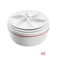 Portable white washing machine with smart gadgets featuring a white plastic spin dryer and red accent stripe design