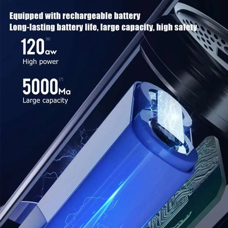 Blue cylindrical rechargeable battery with 120aw power and 5000mah capacity for x1pc original portable wireless car vacuum cleaner black and copper
