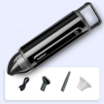 Black suisisun portable wireless car vacuum cleaner x1pc original with sleek cylindrical design and transparent dust chamber