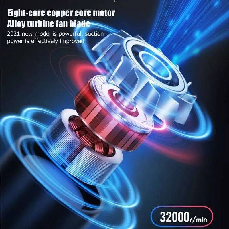 Portable wireless car vacuum cleaner x1pc original with eight-core copper motor and alloy turbine fan blade in black and copper
