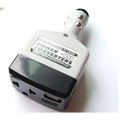 Silver and black car transformer power supply with usb ports for mobile device charging in vehicles