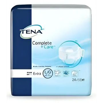 Premium quality tena complete care extra absorbent incontinence pad in blue and white packaging for complete care briefs