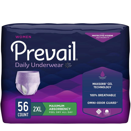Prevail Proven | 2X - Large Pull - Up | Womens Incontinence Protective Underwear | Maximum Absorbency | 56 Count (package may vary) - Royalessencelux