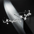 Princess xingx bridal crown headband adorned with a delicate silver star design, sparkling diamonds, and white pearls