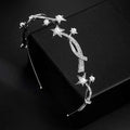 Princess xingx bridal crown headband adorned with silver star design, sparkling rhinestones, and white pearls