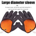 Professional fisherman catch latex fishing gloves in black and orange with textured grip and large diameter sleeve design for puncture scrapes protection