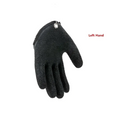 Black textured latex fishing gloves with metal ring wrist for professional fisherman catch protecting from puncture scrapes