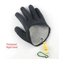 Black latex fishing gloves with textured grip, reinforced palm and fingers, gray mesh back for professional fisherman catch protection against puncture scrapes