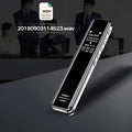 Silver professional recording pen with noise reduction technology black screen and metallic edges for clear audio capture