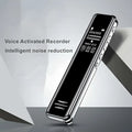 Professional recording pen with noise reduction technology featuring silver and black metallic edges and sleek finish