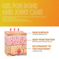 Orange and white illustrated skin layers diagram showing transdermal absorption for south moon propolis joint care gel muscle pain relief