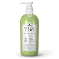 A light green pure relief eucalyptus stress relief lotion bottle with white pump containing calming cream with coconut oil