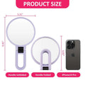 Lavender-colored foldable handle mirror with 10x magnification and black rubberized grip accents for precise use