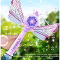 Purple butterfly fairy bubble stick featuring a crown top with snowflake and butterfly wings in purple and pink colors