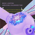 Purple butterfly fairy bubble stick featuring a purple plastic wand with glowing blue snowflake and music lighting