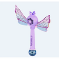 Purple butterfly fairy bubble stick featuring a faceted blue crystal base and translucent wings with crown detail