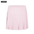 Light pink pleated tennis skirt as part of the purple double layer points exercise skort for active wear