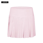 Light pink pleated tennis skirt as part of the purple double layer points exercise skort for active wear