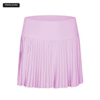 A soft lavender purple double layer points exercise skort with pleats and a smooth elastic waistband for tennis