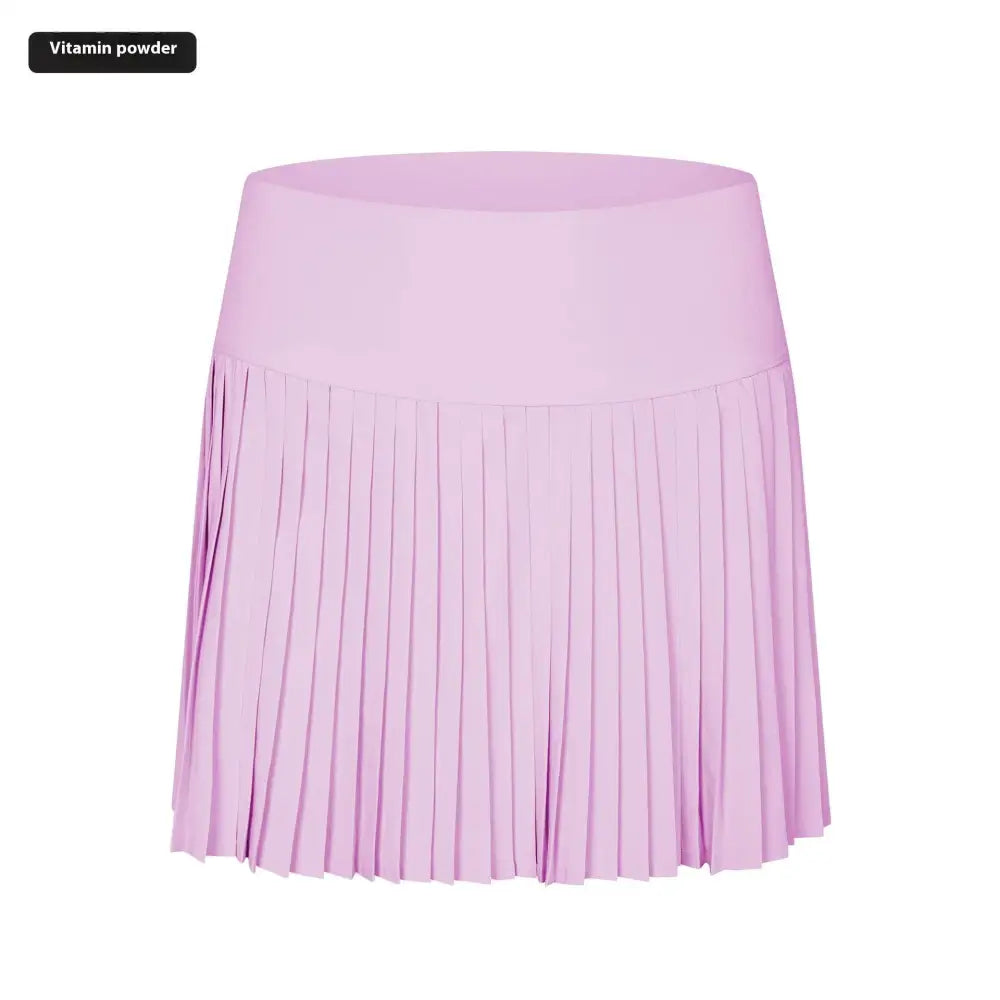 A soft lavender purple double layer points exercise skort with pleats and a smooth elastic waistband for tennis
