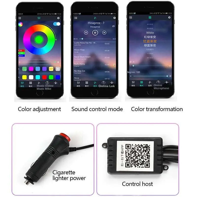 Black car cigarette lighter head power adapter with red button and cable for purple interior car led optical fiber strip