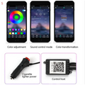 Black car cigarette lighter head adapter with red button and qr code for purple interior car led optical fiber strip