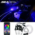 Sea metal brand purple interior car led light strip with flexible optical fiber and cigarette lighter head control via app