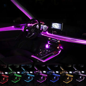Purple interior car led light strip with optical fiber designed for cigarette lighter head illumination