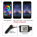 Black cigarette lighter head power adapter and control host with qr code for purple interior car led optical fiber strip system