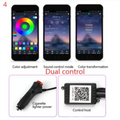 Black cigarette lighter power adapter and control host with qr code for purple interior car led optical fiber strip