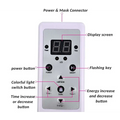 White plastic remote control with digital screen and buttons for purple led mask facial beauty device targeting fine lines