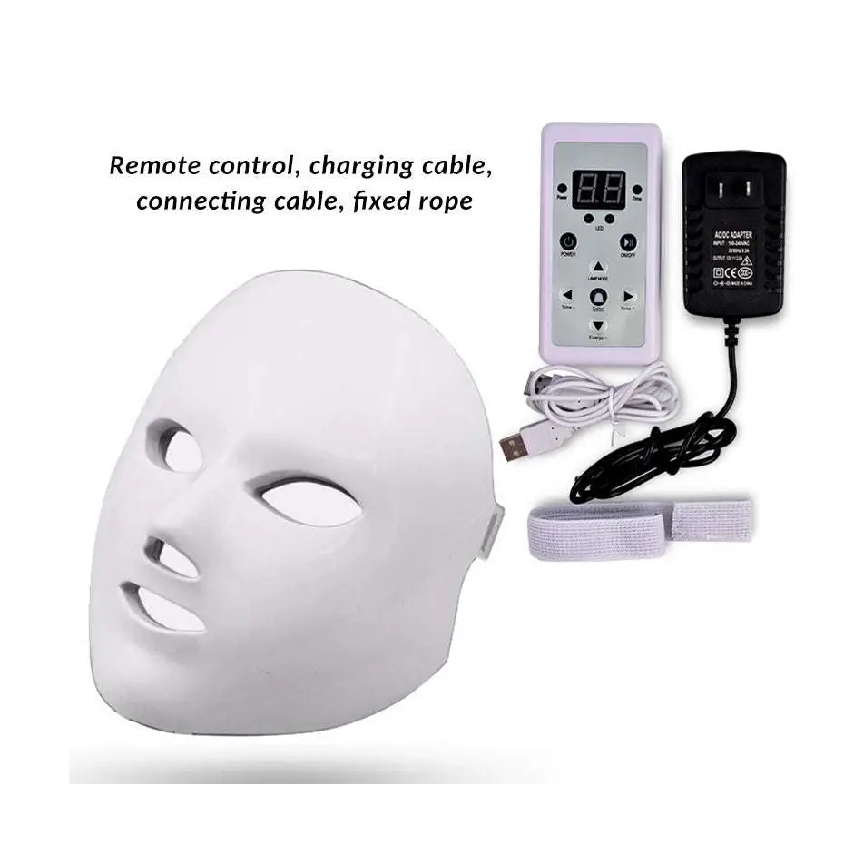 White led facial beauty device with smooth molded plastic and cutouts for eyes nose and mouth to reduce fine lines