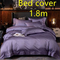 Purple satin embroidered four-piece bed sheet set with subtle embroidery pillow covers for 1.8m mattress fabric main component satin