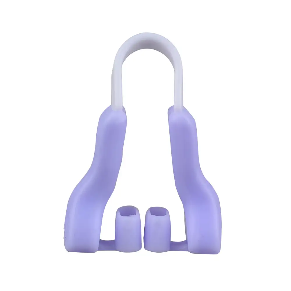 Purple silicone nose reshaping clip with u-shaped design and two small openings, a beauty device for nose reshaping