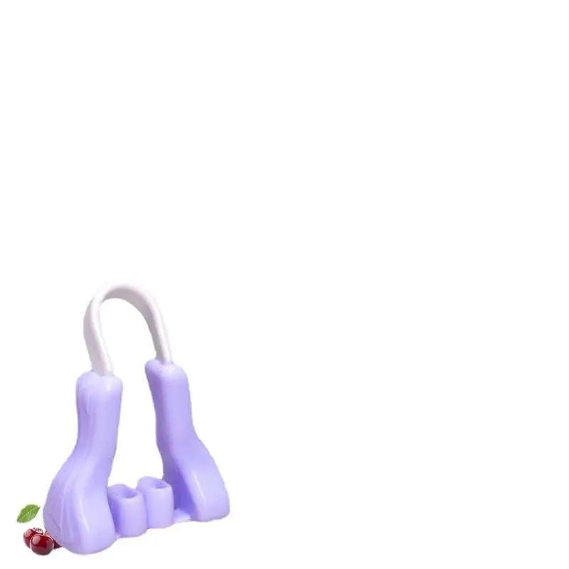 Purple silicone nose reshaping clip with white handle and three adjustable prongs u-shaped silicone nose beauty device