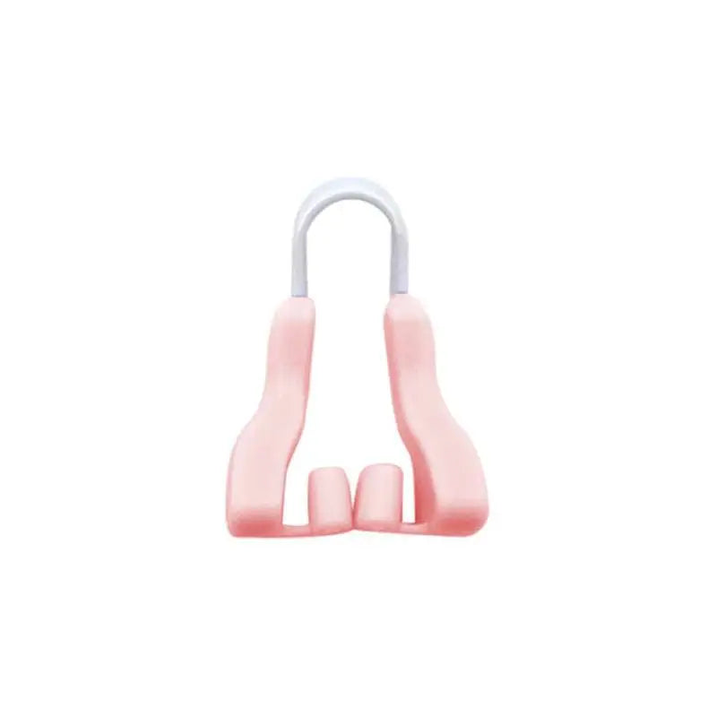 Purple silicone nose reshaping clip featuring a pink silicone clip with white metal u-shaped arch beauty device