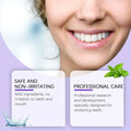 A woman’s bright white smile with perfectly aligned teeth highlighting purple toned teeth whitening results