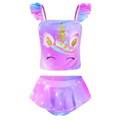 Purple unicorn mermaid bikinis tankini swimsuit with pink gradient and glittery gold ears horn and stars details