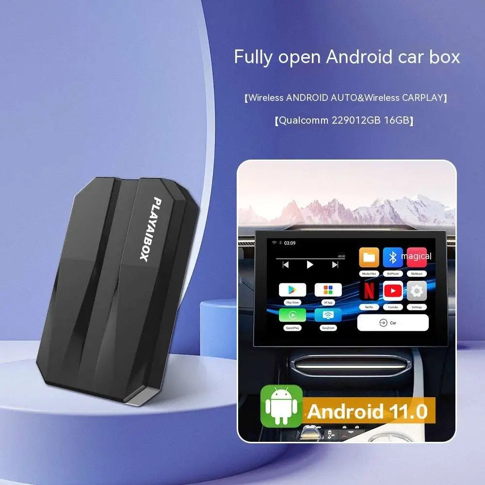 Black playai box android car box with sleek angular design and matte finish qualcomm android wireless car ai box