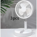 White plastic portable telescopic folding fan with circular grille and sleek modern design for quiet use
