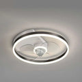 Modern circular ceiling fan with integrated led lighting in chrome and white for quiet simple modern nordic decor