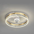 Quiet simple modern nordic circular ceiling fan lamp with integrated led lighting in gold and white tones